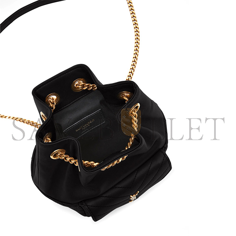 Y*L lambskin matelasse monogram joe nano bucket bag black (18*13*10cm)